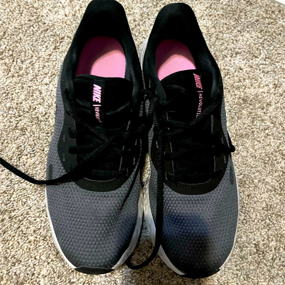 Nike Revolution running shoes. Size 8.5. Barely worn!! Very fun colors.